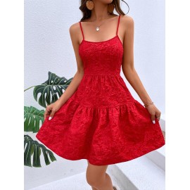 Summer Print Red Halter Dress