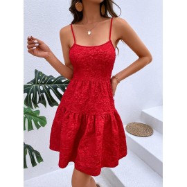 Summer Print Red Halter Dress