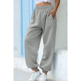 Gray Casual Loose High Waist Jogger Sweatpants