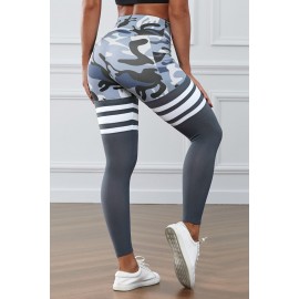 Gray Camo Print Striped Sport Pants