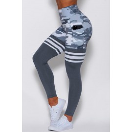 Gray Camo Print Striped Sport Pants