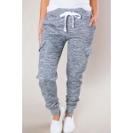 Heathered Gray Pocketed Casual Joggers