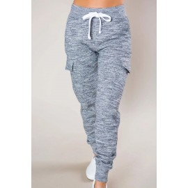 Heathered Gray Pocketed Casual Joggers