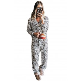 Leopard Print Long Sleeve Two Pieces Loungewear