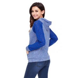 Royal Blue Lace Accent Kangaroo Pocket Hoodie