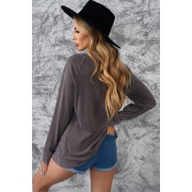 Dark Gray Contrast Stripes Pullover Sweatshirt