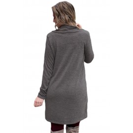 Grey Drawstring Cowl Neck Sweatshirt Dress