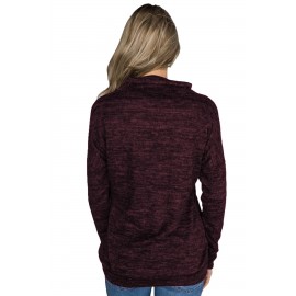 Burgundy Heathered Kangaroo Pocket Sweatshirt